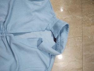 Light Blue Tie-Front Crop Top