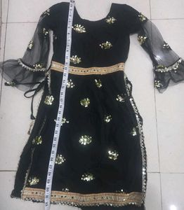 Black Sequined Kurta with Bell Sleeves