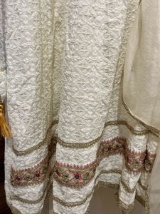 Elegant White Chikankari Kurta with Dupatta