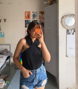 Stylish Black Halter Neck Top