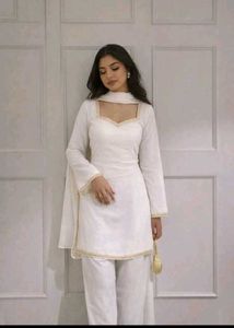 y2k Elegant White Kurta Set with Palazzo