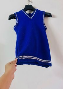 Korean Style Woollen Blue Vest