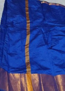 Royal Blue Saree with Bronze Border