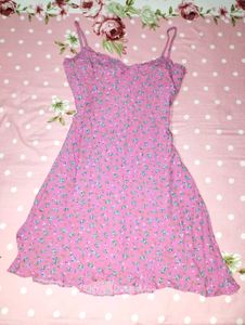 Cute Floral Pink Mini Dress