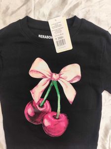 Cute Cherry Bow Crop T-Shirt - XS/S