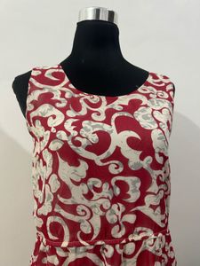 Red Floral Sleeveless Maxi Dress