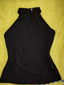 Chic Black Mesh Halter Top