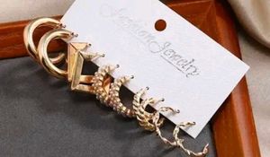 Set of 5 Gold Tone Hoop Earrings