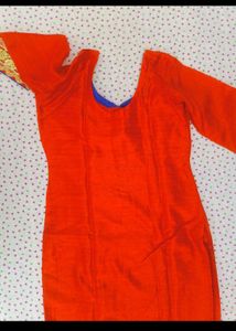 Orange Kurta with Gold Border