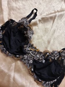 Elegant Black Embroidered Bra