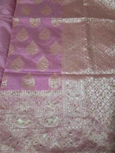 Elegant Pink Silk Embellished Saree