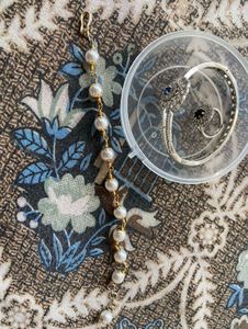 Ad silver bracelet and ring set