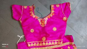 Vibrant Orange &amp; Pink Lehenga Choli Set