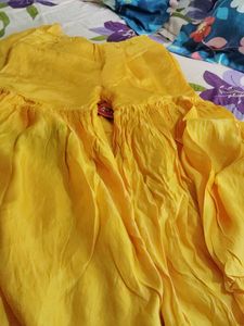 Bright Yellow Sharara Kurta with bottom for girls.