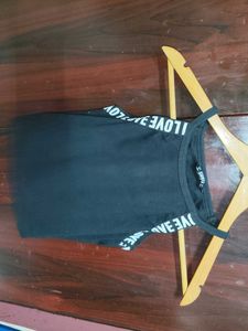 Black Crop Top with "I LOVE" Print
