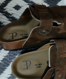 Brown Suede Clogs