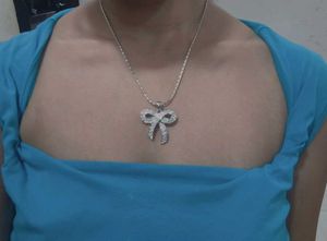 Anti tarnish Sparkling Bow Pendant Necklace