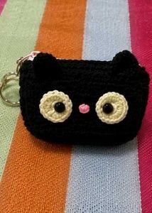 Cute Crochet Black Cat Coin Pouch