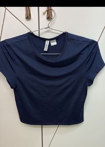 Navy Blue Cropped T-Shirt