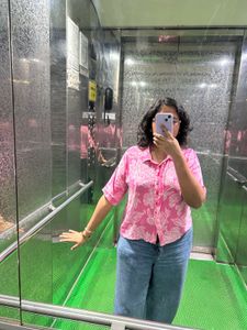 Pink Floral Button-Up Boxy Shirt