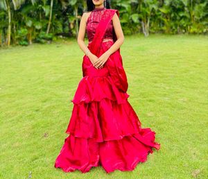 Stunning Red Tiered Lehenga Choli