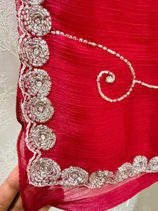 Jimmy Choo Red Handwork Saree