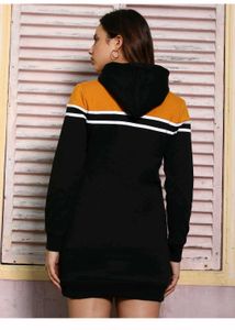 Hoodie Dress - Black, Mustard, &amp; White