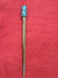 Boho Wooden Hair Stick with Blue Accents