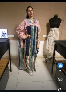 Patchwork shirt abaya
