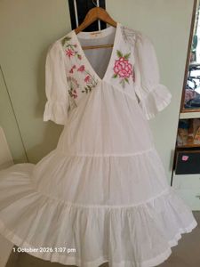 White Embroidered Tiered Maxi Dress