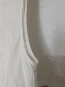 Linen Chic White Sleeveless Top with Lace Details