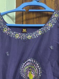 Elegant Purple Kurta with Peacock Design