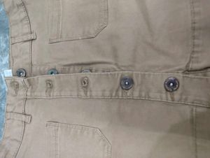 Tan Button-Front A-Line Mini Skirt