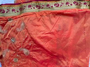 Embellished Orange Silk Saree