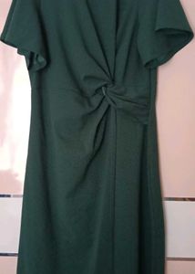 Elegant Green Twist Front Dress