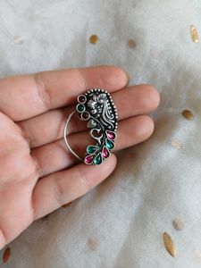 brass maharashtrian clipon Peacock Nose Pin