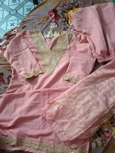 Elegant Peach Kurta Set with Dupatta