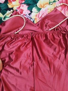 Satin maroon  wrap Dress