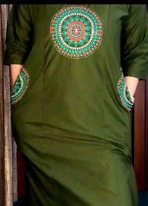 Olive Green Embroidered Kurta Set