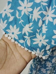 124.Blue Floral Print Kurta set