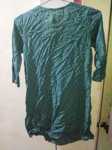 Teal Green Kurti with Gold Print