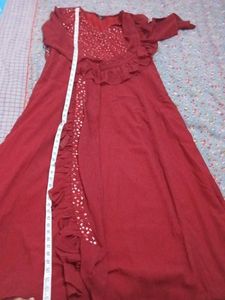 Maroon Ethnic Gown with Embellishments