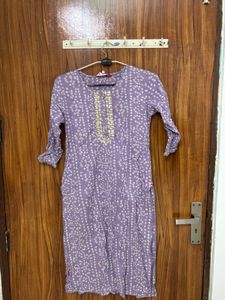 Purple Bandhani Print Kurta with Embellished Neckl