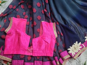 Beautiful Heavy Border Saree with Stitched Blouse