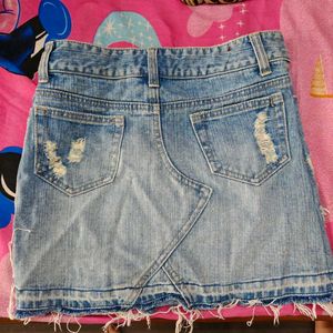 Distressed Denim Mini Skirt