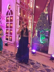 Elegant Navy Blue Embroidered Gown