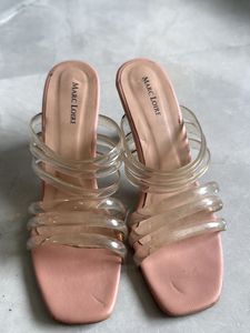 Marc Loire Pink Square Toe Slide Sandals