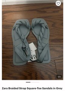 Weekend Sale Zara Grey Braided Square Toe Sandals