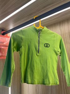 Lime Green Zip-Up Crop Top