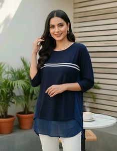 Stylish Navy Blue Layered Top